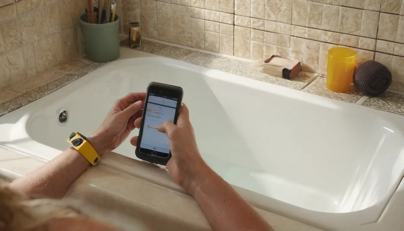 Homeowner photographing a bathtub for an estimate request in the Pittsburgh area