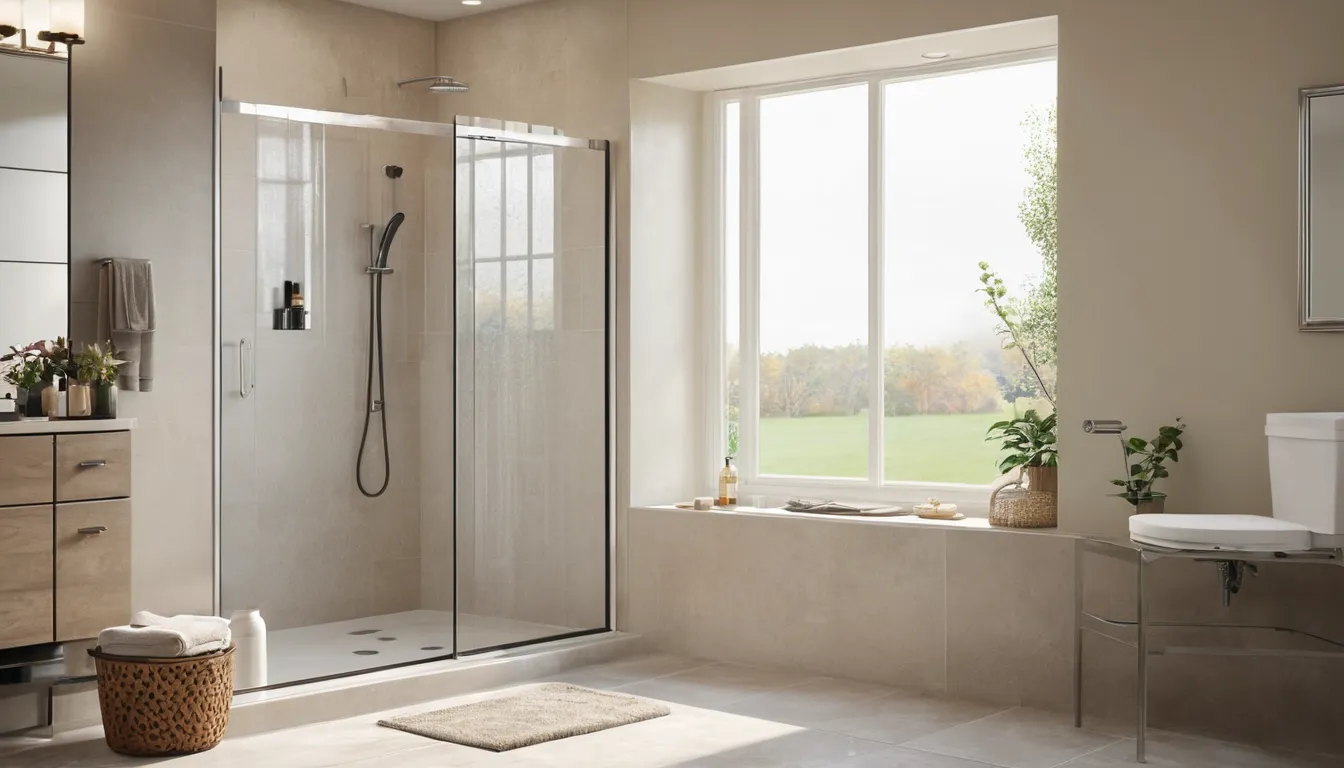 Bright, modern walk-in shower with a low threshold and grab bar in a Pittsburgh area home
